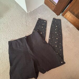 Old Navy Black Leggings with Gold Star Pattern